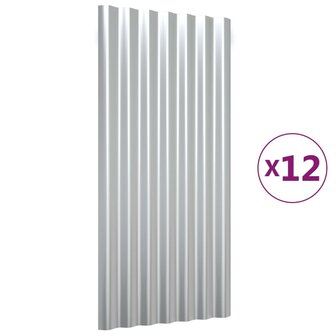 Dakpanelen 12 st 80x36 cm gegalvaniseerd staal zilverkleurig 2