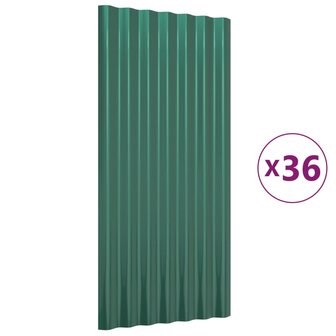 Dakpanelen 36 st 80x36 cm gegalvaniseerd staal groen 2