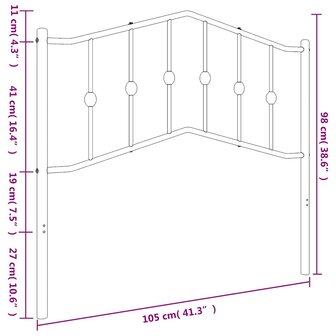 Hoofdbord 100 cm metaal zwart 7