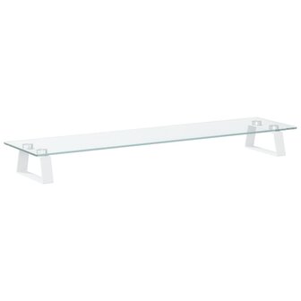 Monitorstandaard 80x20x8 cm gehard glas en metaal wit 2