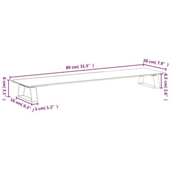 Monitorstandaard 80x20x8 cm gehard glas en metaal wit 8