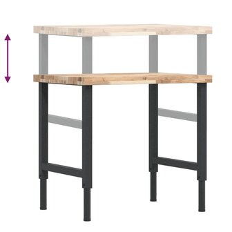Werkbank rechthoekig 80x60x(73-99,5) cm massief acaciahout 9