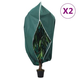Plantenhoezen met ritssluiting 2 st 70 g/m&sup2; 1,2x1,8 m 1