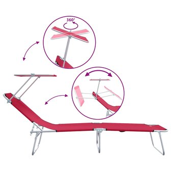 Ligstoel 2-persoon 2 pcs Rood 58 x 188 x 77cm Stof 9