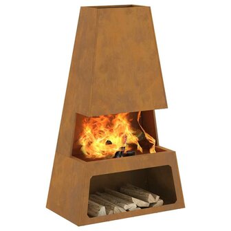 Vuurkorf Bruin 60 x 35 x 100 cm Cortenstaal 3