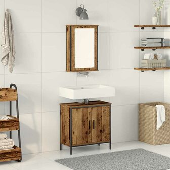 Badkamermeubelset 2 pcs Bruin 60 x 30 x 60 cm Bewerkt hout 1