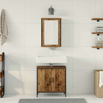 Badkamermeubelset 2 pcs Bruin 60 x 30 x 60 cm Bewerkt hout 4