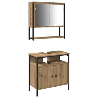 Badkamermeubelset 2 pcs Bruin 60 x 30 x 60 cm Bewerkt hout 2
