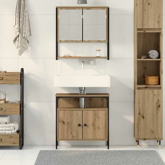 Badkamermeubelset 2 pcs Bruin 60 x 30 x 60 cm Bewerkt hout 4
