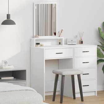 Kaptafel met lade met plank Wit 50 x 41 x 140 cm Bewerkt hout 1