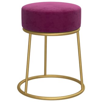 Hocker rond fluweel paars 2