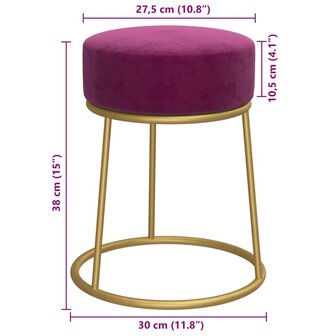 Hocker rond fluweel paars 6