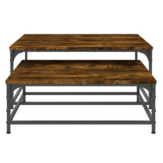 2-delige Tafeltjesset bewerkt hout gerookt eikenkleurig 5