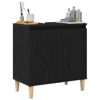 Wastafelkast met plank Zwart eiken 58 x 33 x 60 cm Bewerkt hout 3
