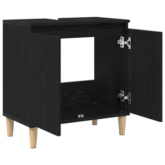 Wastafelkast met plank Zwart eiken 58 x 33 x 60 cm Bewerkt hout 5