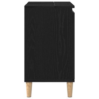 Wastafelkast met plank Zwart eiken 58 x 33 x 60 cm Bewerkt hout 8