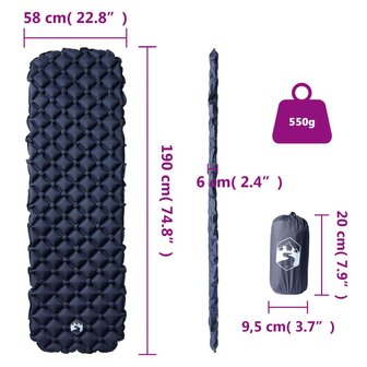 Kampeermatras opblaasbaar 190x58x6 cm 1- persoons grijs 6