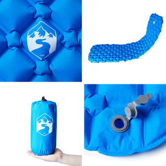 Kampeermatras opblaasbaar 190x58x6 cm 1-persoons blauw 5