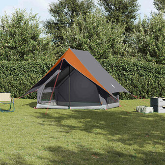 Tenten met dak Grijs en oranje 220 x 233 x 184 cm Polyester 1