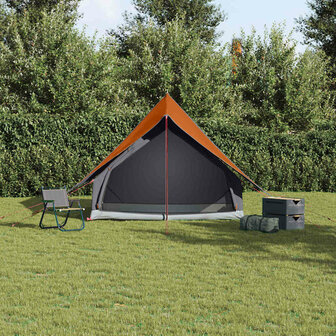 Tenten met dak Grijs en oranje 220 x 233 x 184 cm Polyester 4