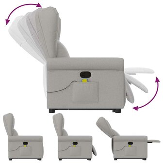 Sta-op-massagestoel verstelbaar stof wolk grijs 7