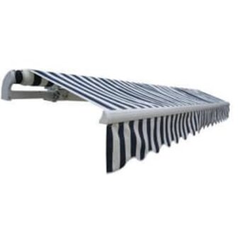 Luifel gemotoriseerd uitschuifbaar 600 cm blauw/wit  3