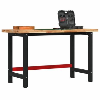 Werkbank rechthoekig 140x60x83 cm massief acaciahout 1