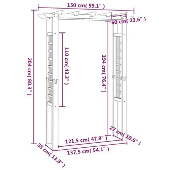 Rozenboog 150x60x204 cm ge&iuml;mpregneerd hout 6