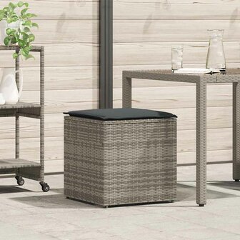 Kussenbox met opslag Grijs 50 x 50 x 50 cm poly rattan 1