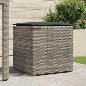 Kussenbox met opslag Grijs 50 x 50 x 50 cm poly rattan 3
