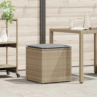 Kussenbox met opslag Beige 50 x 50 x 50 cm poly rattan 1
