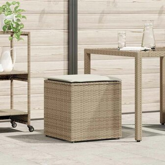 Kussenbox met opslag Beige 50 x 50 x 50 cm poly rattan 1