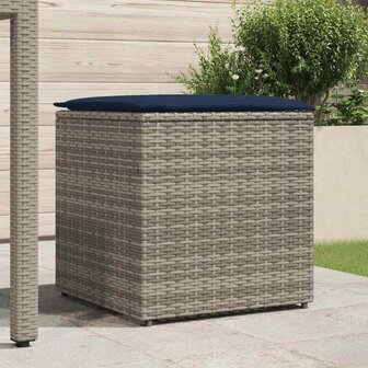 Kussenbox met opslag Grijs 50 x 50 x 50 cm poly rattan 3