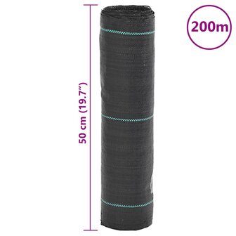 Worteldoek 0,5x200 m polypropeen zwart 8