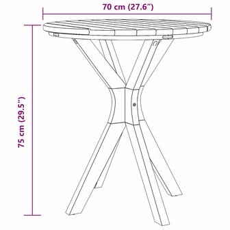 Bistrotafel Bruin 70 x 70 x 75 cm Massief teakhout 8