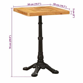 Bistrotafel Bruin 50 x 50 x 76 cm massief mangohout 9