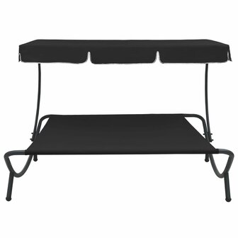 Loungebed met luifel zwart 2