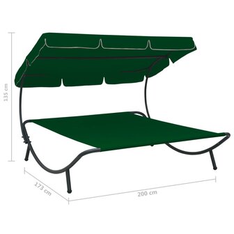 Loungebed met luifel groen 7