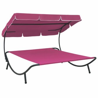Loungebed met luifel roze 1