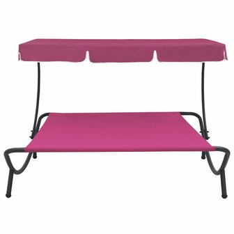 Loungebed met luifel roze 2