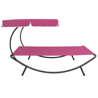 Loungebed met luifel roze 3
