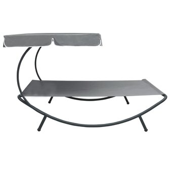 Loungebed met luifel grijs 3