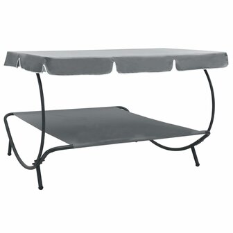 Loungebed met luifel grijs 4