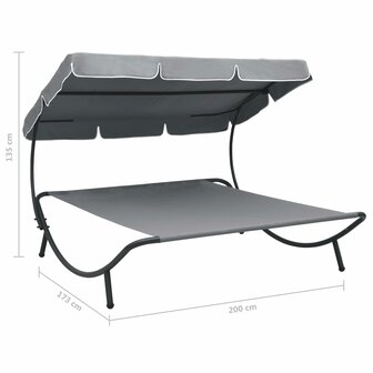 Loungebed met luifel grijs 7