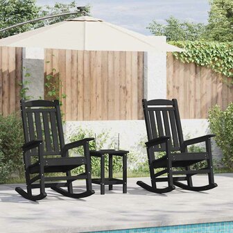 Tuin Schommelstoel 2 pcs Zwart 70 x 92 x 108cm Kunststof 1