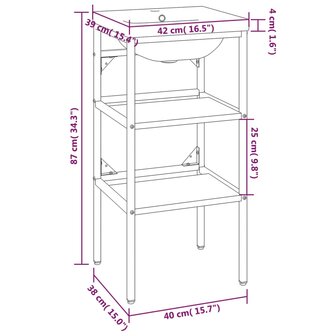 Wastafelframe met inbouwwastafel ijzer zwart 7
