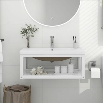 Wastafelframe met inbouwwastafel ijzer wit 1