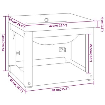 Wastafelframe met inbouwwastafel ijzer zwart 7