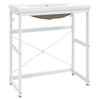 Wastafelframe met inbouwwastafel ijzer wit 2