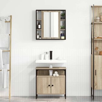 Badkamermeubelset 2 pcs Bruin 60 x 30 x 60 cm Bewerkt hout 1